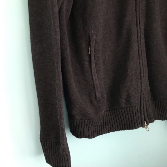 Eddie Bauer Zip Front Heavy Chunky Long Sleeve Sweater Cardigan L Grey Preppy - Picture 4 of 8